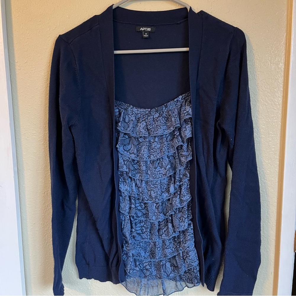 Blouse with attached cardigan